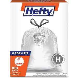 imageHefty Made to Fit Trash Bags Fits simplehuman Size G 8 Gallons 100 Count 5 Pouches of 20 Bags Each  Packaging May VarySilver