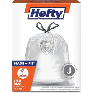 imageHefty Made to Fit Trash Bags Fits simplehuman Size G 8 Gallons 100 Count 5 Pouches of 20 Bags Each  Packaging May VaryWhite
