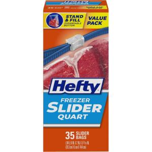 imageHefty Slider Freezer Storage Bags Quart Size 35 Count Pack of 9 315 TotalQuart  35 Count Pack of 1