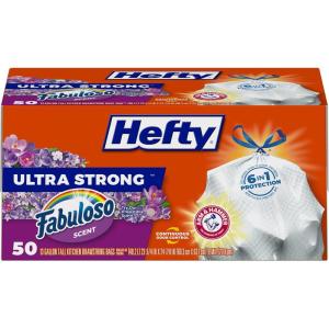 imageHefty Ultra Strong 13 Gallon Trash Bags Tall Kitchen Trash Bags 13 Gallon Size Resist Leaks Punctures and Rips Continuous Odor Control White Fabuloso Lemon Scent 80 BagsWhite