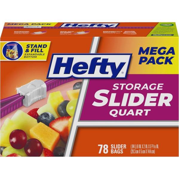 Hefty Slider Jumbo Storage Bags, 2.5 Gallon Size, 15 Count (Pack of 3 ...