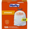 imageHefty Strong White 13 Gallon Trash Bags with Drawstrings Unscented Tall Kitchen Trash Bags Resists Leaks Punctures and Tears Durable Closure 120 CtWhite