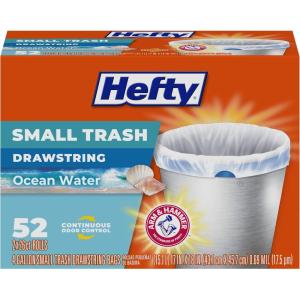 imageHefty Small Trash Bags Ocean Water Scent 4 Gallon 52 Count