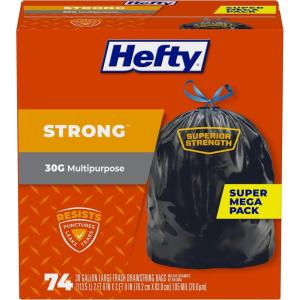 imageHefty Strong Large Trash Bags 30 Gallon 56 Count74 Count Pack of 1