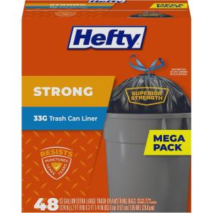 imageHefty Strong Large Trash Bags 33 Gallon 48 CountBlack