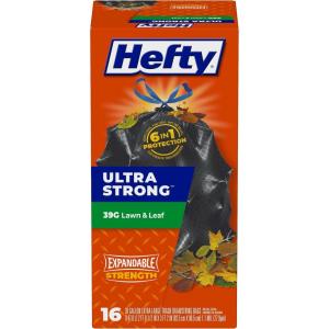 imageHefty Ultra Strong Lawn ampamp Leaf Trash Bags Unscented 39 Gallon 16 CountUltra Strong  16 Count