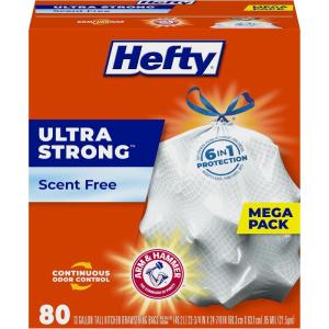 imageHefty Ultra Strong Made with 50 Recovered Materials Tall Kitchen Trash Bags Gray Unscented 13 Gallon 110 CountUnscented