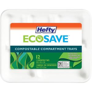 imageHefty ECOSAVE Compostable 5Compartment Paper Trays 12 Count