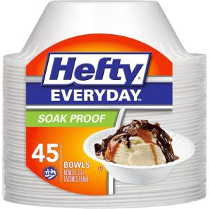 imageHefty Everyday SoakProof Foam Bowls 12 Ounce 45 Count Pack of 12 540 Total