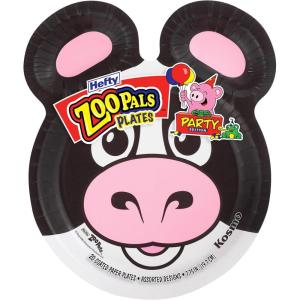 imageHefty Zoo Pals Party Edition Paper Plates for Kids Assorted Animal Designs 775 Inches with Two Dipping Compartments 20 Count20 Count