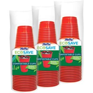 imageHefty Party On Disposable Plastic Cups Assorted 16 Ounce 100 Count16 OZ Ecosave 16 Count Pack of 3