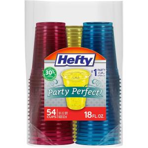 imageHefty Party On Disposable Plastic Cups Assorted 16 Ounce 100 Count18 OZ  54 Count Pack of 1