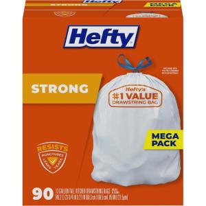 imageHefty Strong Tall Kitchen Trash Bags Unscented 13 Gallon 45 Count90 Count Pack of 1