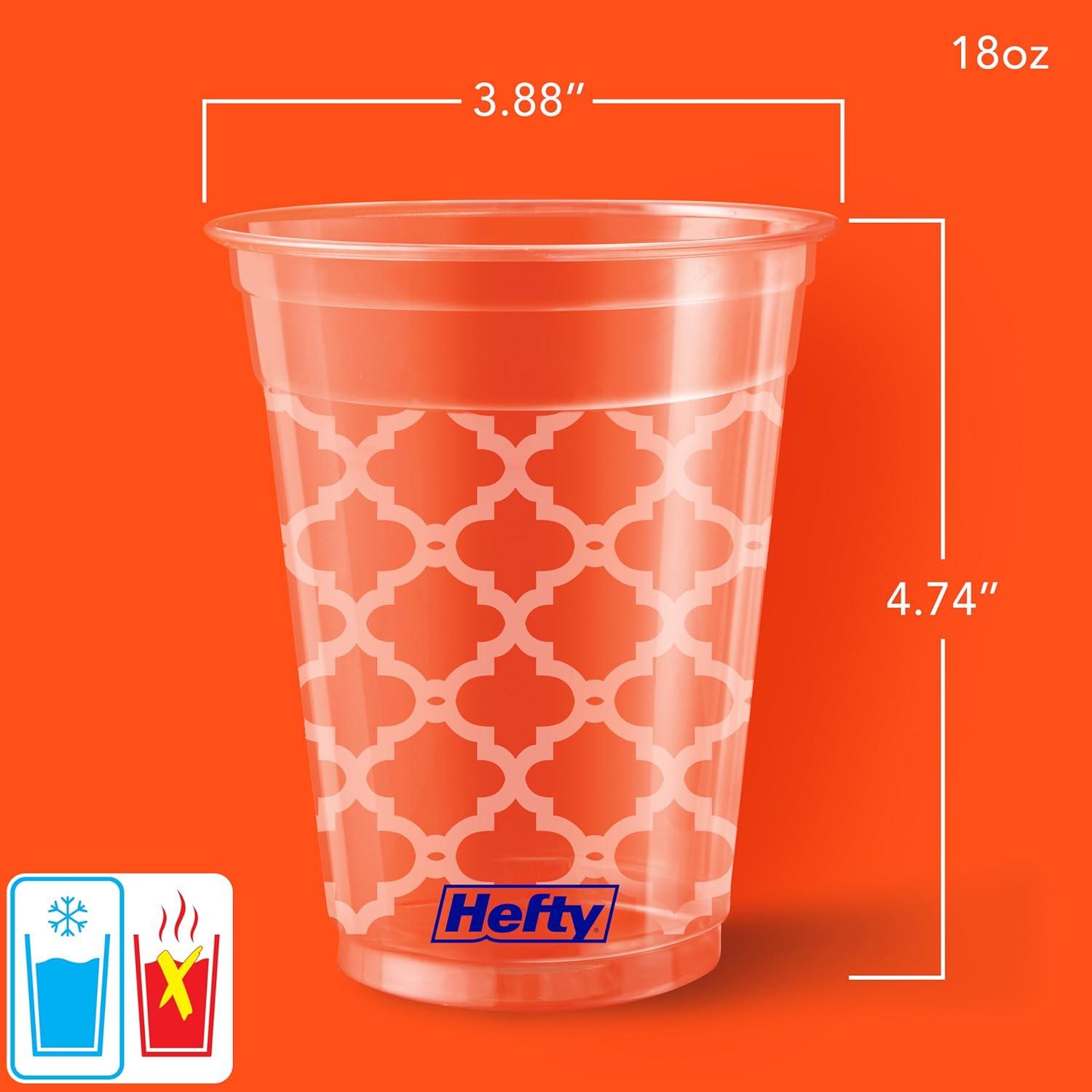 imageHefty Party Perfect Printed Clear Plastic Cups 18 Ounce 20 Count