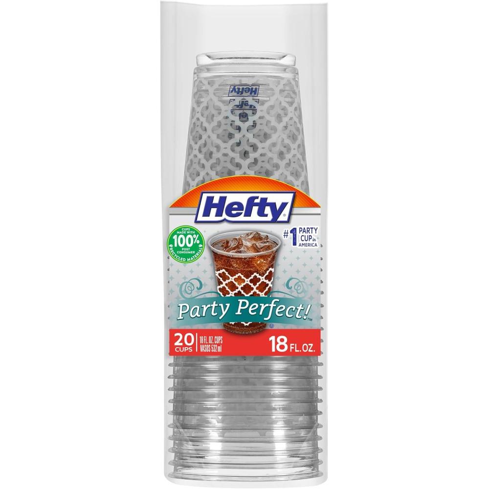 imageHefty Party Perfect Printed Clear Plastic Cups 18 Ounce 20 Count