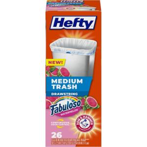 imageHefty Medium Trash Bags Fabuloso Watermelon Scent 8 Gallon 26 Count