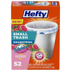 imageHefty Small Trash Bags Fabuloso Watermelon Scent 4 Gallon 52 Count