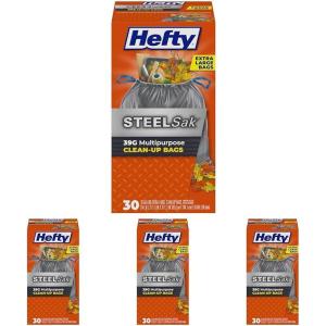 imageHefty Steelsak Heavy Duty Large Trash Bags Gray Unscented 39 Gallon 30 Count30 Count Pack of 4