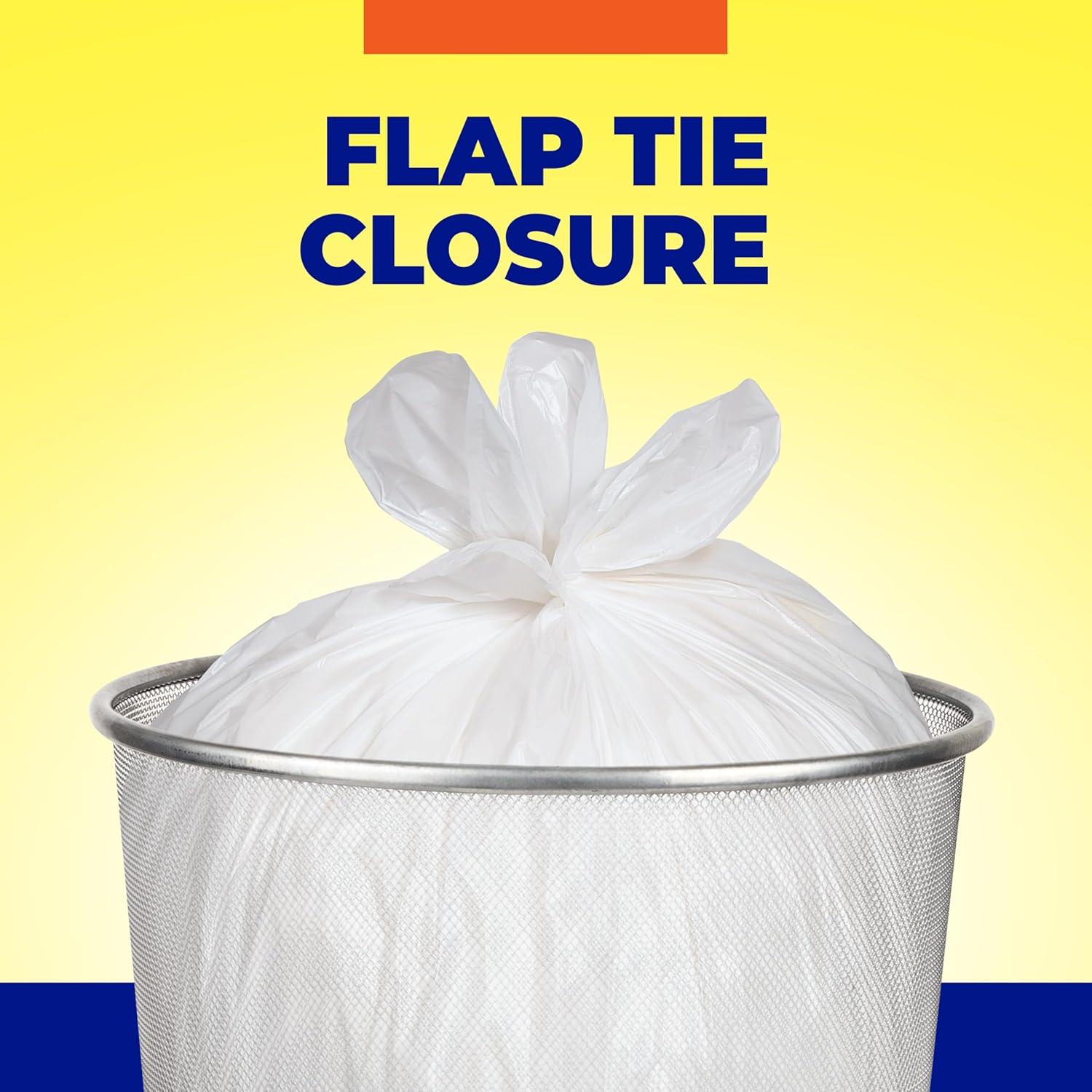 imageHefty Essentials Flap Tie 4 Gallon Trash Bags 52 Count Small Scented Trash Bags for Bathrooms Bedrooms Dorm Rooms Home Offices and More Fresh Linen Scent White