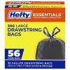image:imageHefty Essentials Drawstring 30 Gallon Trash Bags 56 Count Bulk Black Garbage Bags for Garages Parties Large Trash Items and More Scent Free Black