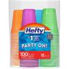 image:imageHefty Party On Disposable Plastic Party Cups 80 Count 16 Oz Cups in Assorted Colors for Gatherings Parties and More Textured Sides for Easy Gripping Strong and DurableAssorted