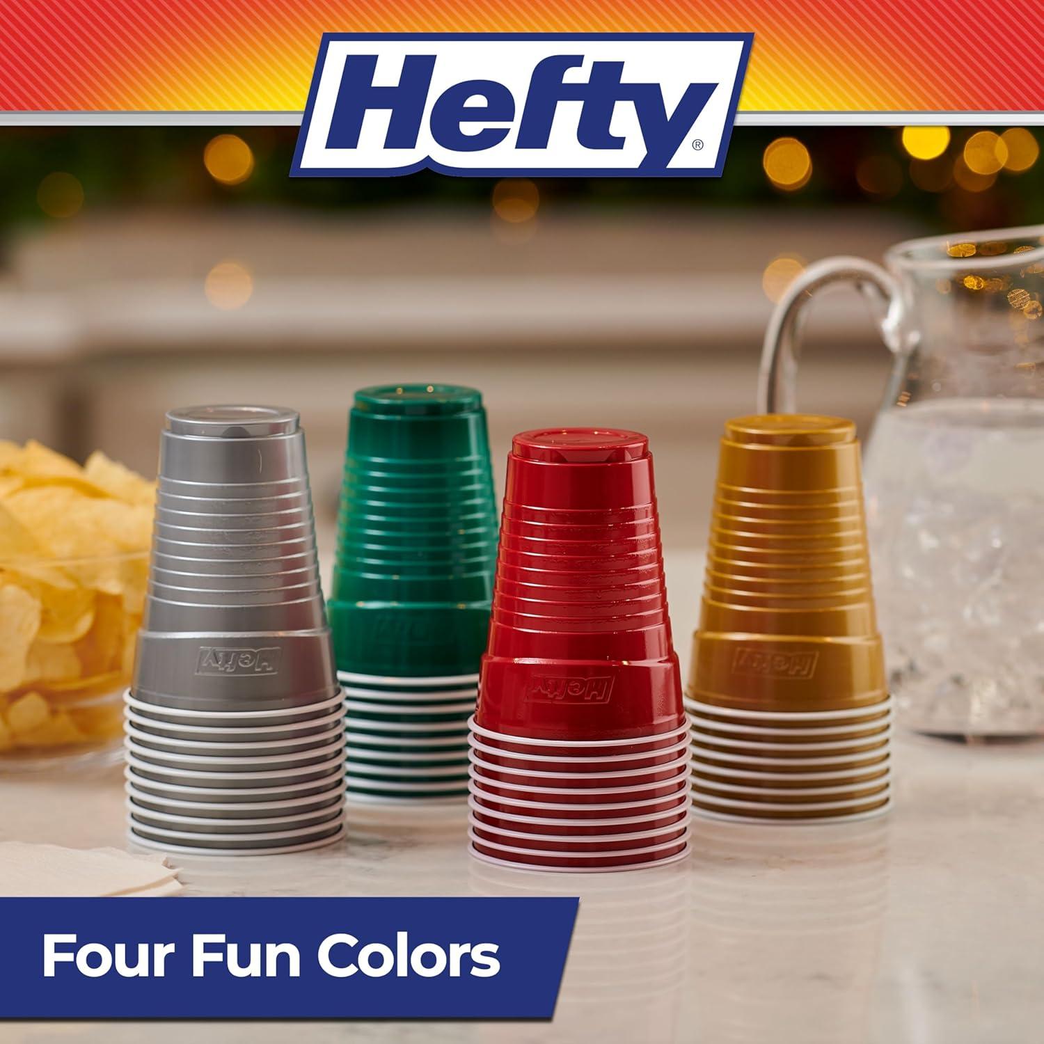 image:imageHefty Party On Disposable Plastic Party Cups 76 Count 16 Oz Cups in Assorted Patriotic Colors and 18 Oz Clear Cups with Festive Firework Print for Fourth of July Celebrations and Summer EntertainingFestive