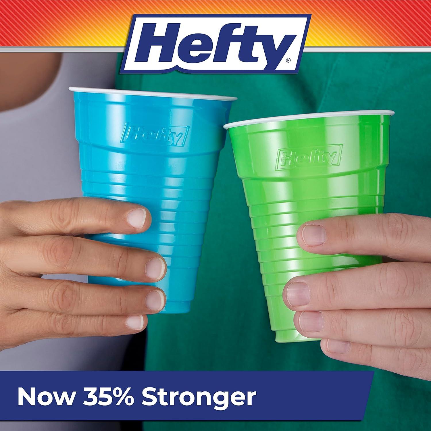 image:imageHefty Party On Disposable Plastic Party Cups 76 Count 16 Oz Cups in Assorted Patriotic Colors and 18 Oz Clear Cups with Festive Firework Print for Fourth of July Celebrations and Summer EntertainingAssorted