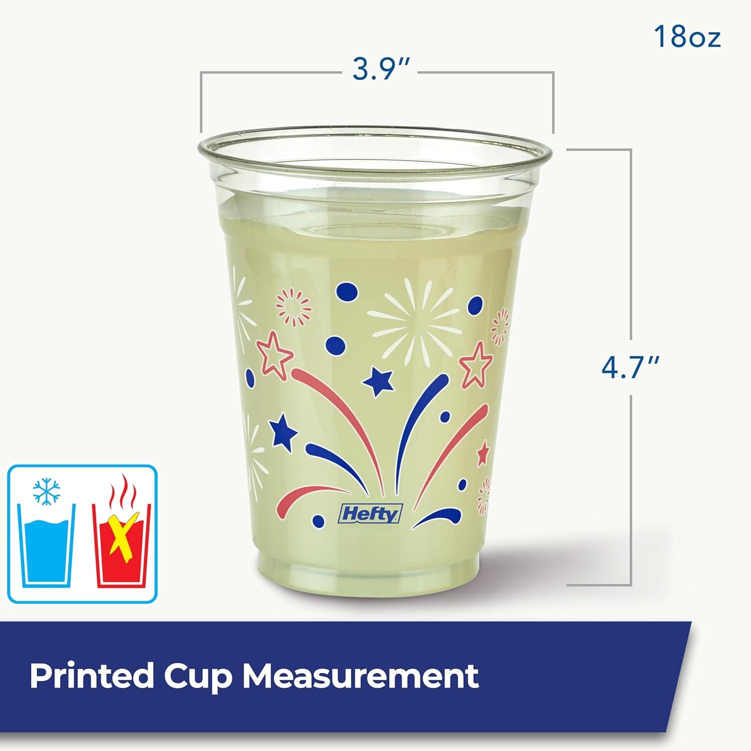 image:imageHefty Party On Disposable Plastic Party Cups 76 Count 16 Oz Cups in Assorted Patriotic Colors and 18 Oz Clear Cups with Festive Firework Print for Fourth of July Celebrations and Summer EntertainingPatriotic
