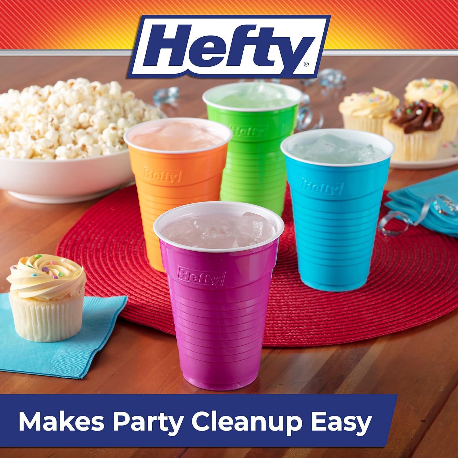 image:imageHefty Party On Disposable Plastic Party Cups 76 Count 16 Oz Cups in Assorted Patriotic Colors and 18 Oz Clear Cups with Festive Firework Print for Fourth of July Celebrations and Summer EntertainingAssorted