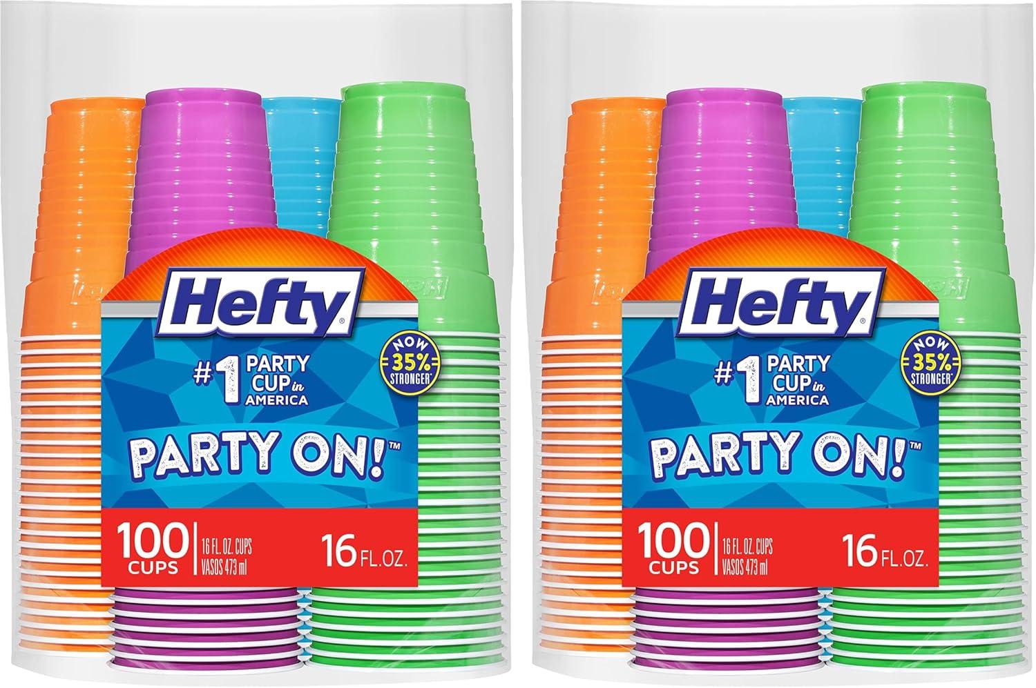 image:imageHefty Party On Disposable Plastic Party Cups 76 Count 16 Oz Cups in Assorted Patriotic Colors and 18 Oz Clear Cups with Festive Firework Print for Fourth of July Celebrations and Summer EntertainingAssorted