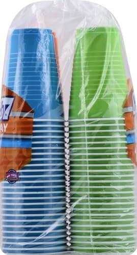 image:imageHefty Party On Disposable Plastic Party Cups 76 Count 16 Oz Cups in Assorted Patriotic Colors and 18 Oz Clear Cups with Festive Firework Print for Fourth of July Celebrations and Summer EntertainingAssorted