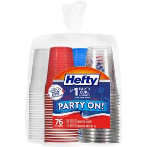 image:imageHefty Party On Disposable Plastic Party Cups 76 Count 16 Oz Cups in Assorted Patriotic Colors and 18 Oz Clear Cups with Festive Firework Print for Fourth of July Celebrations and Summer EntertainingPatriotic